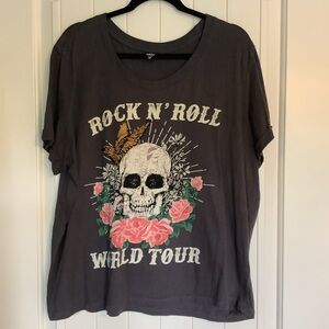 Attitude Not Included Gray Rock N' Roll Graphic T-Shirt